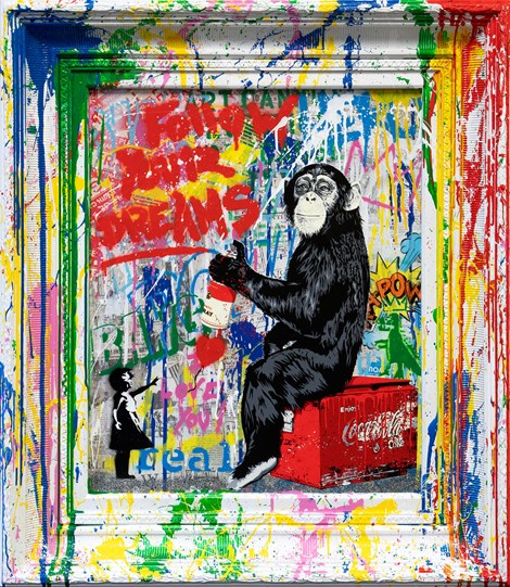 Everyday Life by Mr. Brainwash - Vandalised Original on Board with Hand Painted Frame