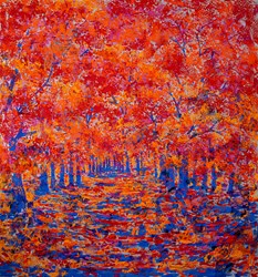 Shining Red by Antonio Sannino - Original Painting on Aluminium sized 47x47 inches. Available from Whitewall Galleries