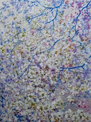White Blossom by Antonio Sannino - Original Painting on Aluminium sized 35x47 inches. Available from Whitewall Galleries