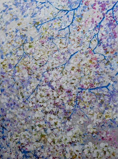 White Blossom by Antonio Sannino - Original Painting on Aluminium