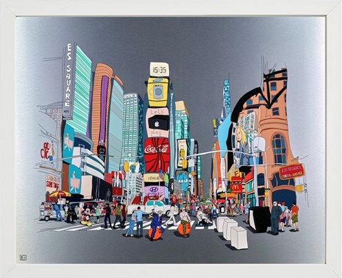 Times Square by Dylan Izaak - Framed Original Painting on Aluminium
