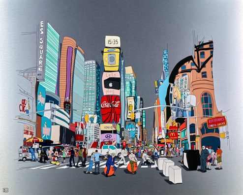 Times Square by Dylan Izaak - Original Painting on Aluminium