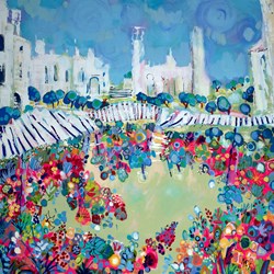 Market Rhapsody by Michael Rumsby - Original Painting on Stretched Canvas sized 35x35 inches. Available from Whitewall Galleries