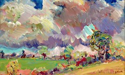 Bright Sky by Jeffrey Pratt - Original Painting on Board sized 24x15 inches. Available from Whitewall Galleries