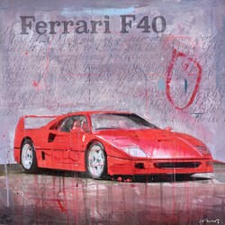 Red Ferrari F40 by Markus Haub - Original Painting on Box Canvas sized 24x24 inches. Available from Whitewall Galleries