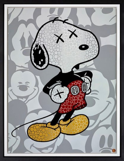 Just Be Kaws I Like To Take The Mickey by Paul Normansell - Framed Original