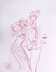 We Love To Drink Study by Todd White - Original Drawing on Mounted Paper sized 9x12 inches. Available from Whitewall Galleries