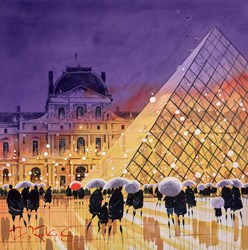 Paris Pyramid by Peter J Rodgers - Original Painting on Paper sized 20x20 inches. Available from Whitewall Galleries