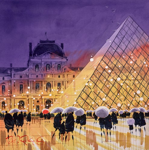 Paris Pyramid by Peter J Rodgers - Original Painting on Paper