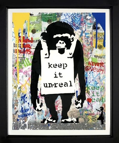 Keep it Unreal by Mr. Brainwash - Framed Original Mixed Media on Paper