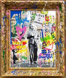Einstein by Mr. Brainwash - Mixed Media on Canvas with Museum Frame sized 16x20 inches. Available from Whitewall Galleries