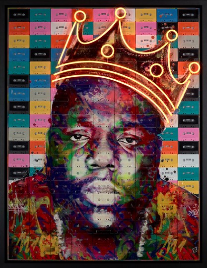 King Biggie by Dan Pearce - Original Mixed Media with LED on Board