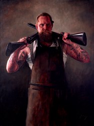 Go See The Gunsmith by Vincent Kamp - Original Painting on Box Canvas sized 24x32 inches. Available from Whitewall Galleries