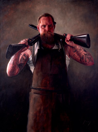 Go See The Gunsmith by Vincent Kamp - Original Painting on Box Canvas