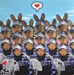 Peace Patrol by Harry Bunce - Original Mixed Media on Board sized 47x47 inches. Available from Whitewall Galleries