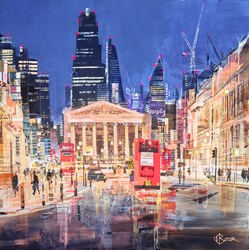 City Thrills by Tom Butler - Original Collage on Board sized 30x30 inches. Available from Whitewall Galleries
