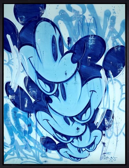 Mouse Accumulation, Blue Shades by Mr. Oreke - Framed Original Painting on Stretched Canvas