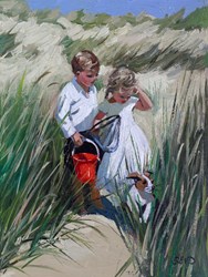 Playing in the Dunes by Sherree Valentine Daines - Original Painting on Board sized 10x13 inches. Available from Whitewall Galleries