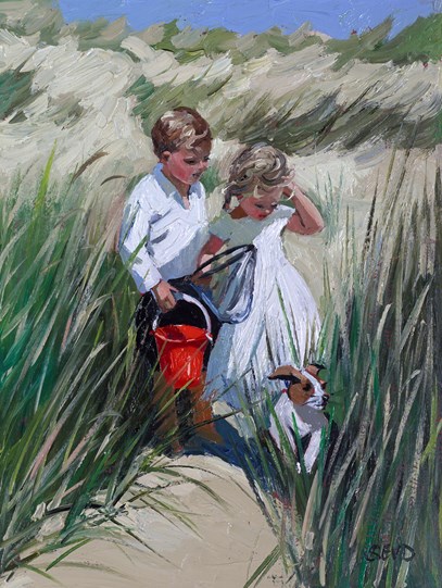 Playing in the Dunes by Sherree Valentine Daines - Original Painting on Board
