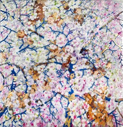 Shining Blossom by Antonio Sannino - Original Painting on Aluminium sized 59x59 inches. Available from Whitewall Galleries