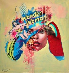 Mashup - Blondie / Wonder Woman / Warhol by Zinsky - Original Painting on Stretched Canvas sized 39x41 inches. Available from Whitewall Galleries