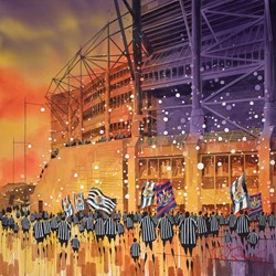 Home Match Newcastle by Peter J Rodgers - Original Painting on Paper sized 20x20 inches. Available from Whitewall Galleries
