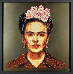 Pixelated Frida by Dan Pearce - Original Mixed Media on Board sized 39x39 inches. Available from Whitewall Galleries