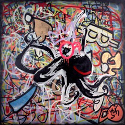 Sea of Graffiti by Dom Pattinson - Original Painting on Box Canvas sized 54x54 inches. Available from Whitewall Galleries