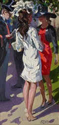 Ascot Belles by Sherree Valentine Daines - Original Painting on Board sized 8x16 inches. Available from Whitewall Galleries