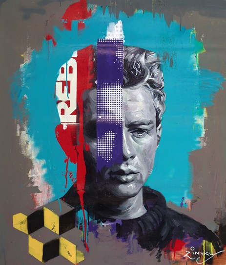 James Dean III by Zinsky - Original Painting on Stretched Canvas