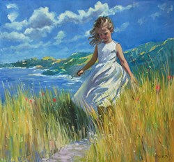 Clifftop Stroll by Sherree Valentine Daines - Original Painting on Canvas sized 26x24 inches. Available from Whitewall Galleries
