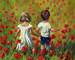 Young Fire Spirits by Sherree Valentine Daines - Original Painting on Board sized 8x10 inches. Available from Whitewall Galleries