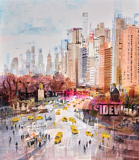 Park Side Giants by Tom Butler - Original Collage on Board