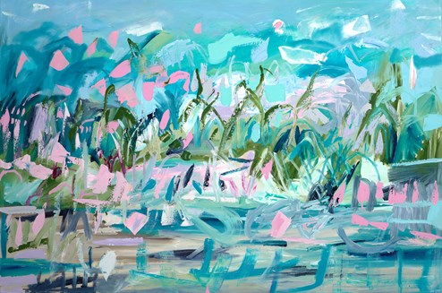 Beneath The Little Lagoon by Lou Sheldon - Original Painting on Box Canvas