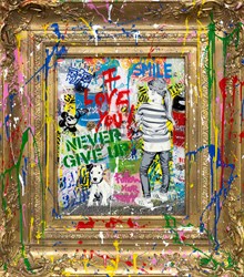 Express YourSelf by Mr. Brainwash - Stretched Canvas with Vandalised Frame sized 24x27 inches. Available from Whitewall Galleries