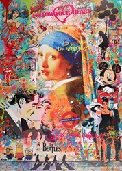 The Girl With the Pearl Earring by Uri Dushy - Mixed Media Paper sized 26x40 inches. Available from Whitewall Galleries