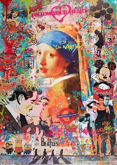 The Girl With the Pearl Earring by Uri Dushy - Mixed Media Paper