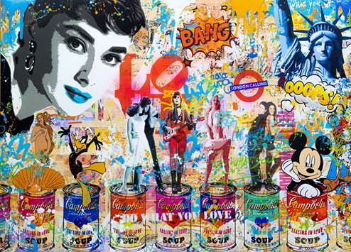 London Calling (Audrey Hepburn) by Uri Dushy - Mixed Media Paper