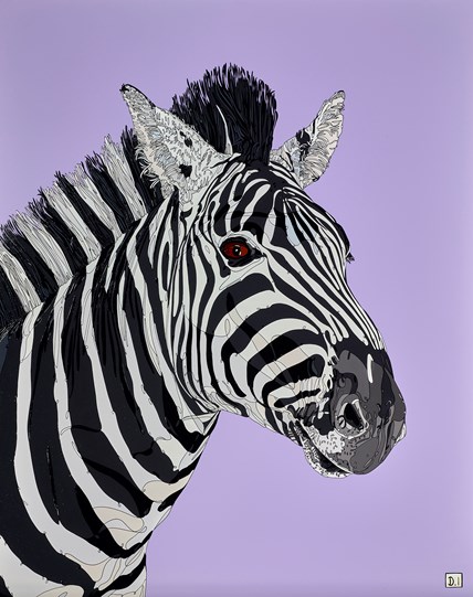 Zebra on Purple by Dylan Izaak - Original Painting on Aluminium