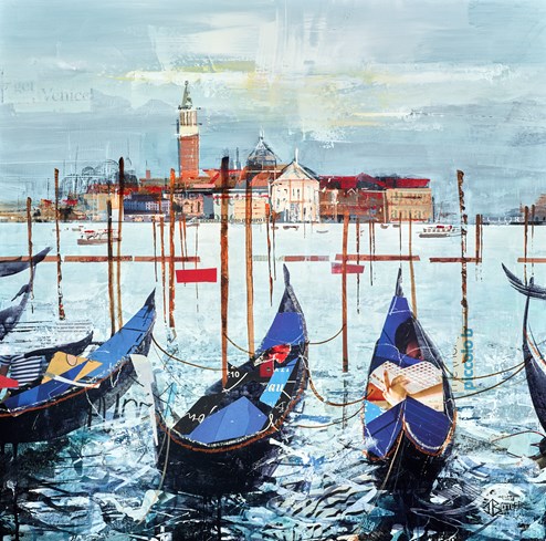 Gondola View by Tom Butler - Original Collage on Board