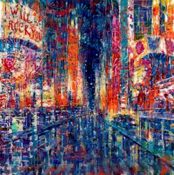 Broadway New York City by Antonio Sannino - Original Painting on Aluminium sized 39x39 inches. Available from Whitewall Galleries