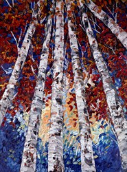 Colourful Woods by Maya - Original Painting on Box Canvas sized 36x48 inches. Available from Whitewall Galleries