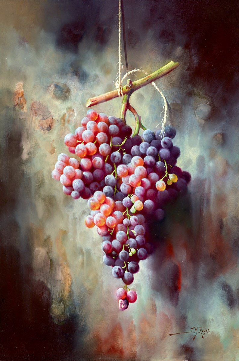 Colgando Uvas Rojas