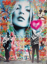 Kate Moss surrounded by Graffiti by Uri Dushy - Mixed Media Paper sized 26x40 inches. Available from Whitewall Galleries