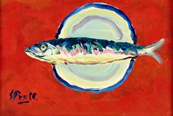 Cadgwith Mackerel by Jeffrey Pratt - Original Painting on Stretched Canvas sized 10x7 inches. Available from Whitewall Galleries