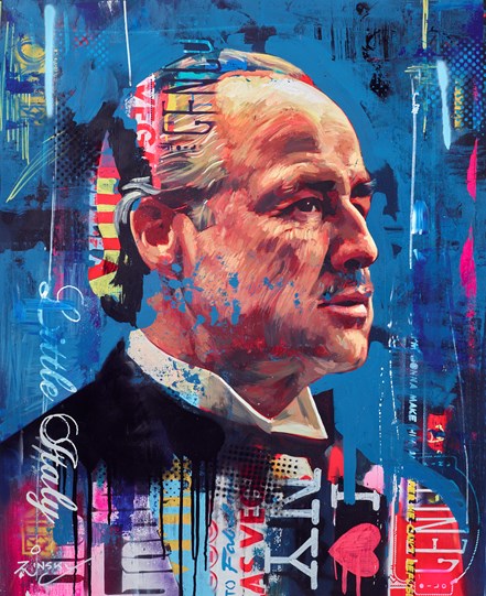 Vito Corleone II by Zinsky - Original Painting on Box Canvas