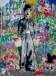 Chaplin by Mr. Brainwash - Original Mixed Media on Paper sized 22x30 inches. Available from Whitewall Galleries