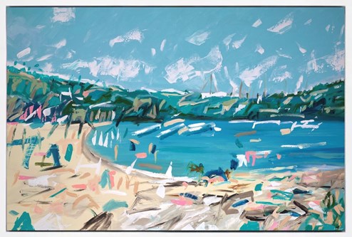 Saturday by the Bay by Lou Sheldon - Framed Original Painting on Box Canvas