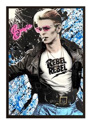 Rebel Rebel Bowie by Mr. Sly - Original Mixed Media with LED on Board sized 32x46 inches. Available from Whitewall Galleries