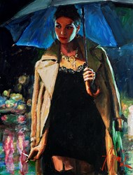 November Rain V (Marisa) by Fabian Perez - Original Painting on Stretched Canvas sized 12x16 inches. Available from Whitewall Galleries